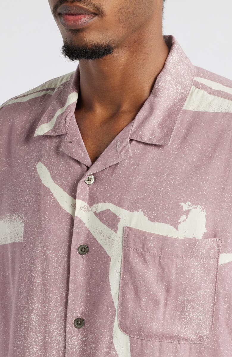 Obey Jacques Oversize Arabesque Print Camp Shirt, Alternate, color, Mauve Multi