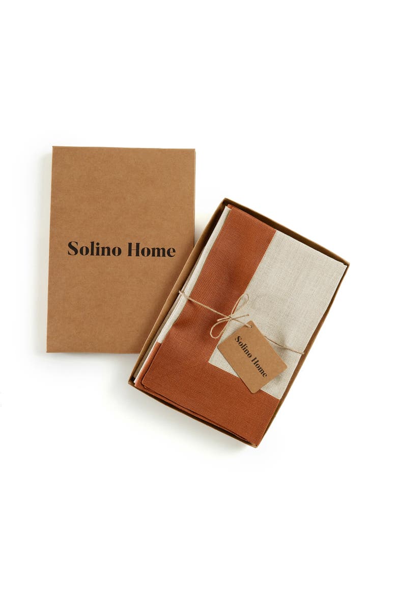 Linen Dinner Napkins Set of 4, 20 x 20" - Contempo, Alternate, color, Cinnamon and Natural