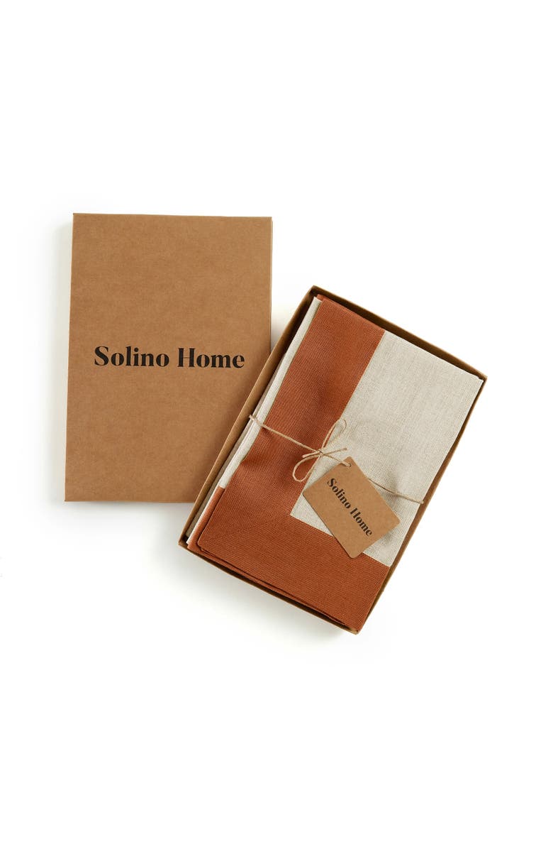 Solino Home Linen Dinner Napkins - Contempo, 20" x 20", Alternate, color, Cinnamon And Natural