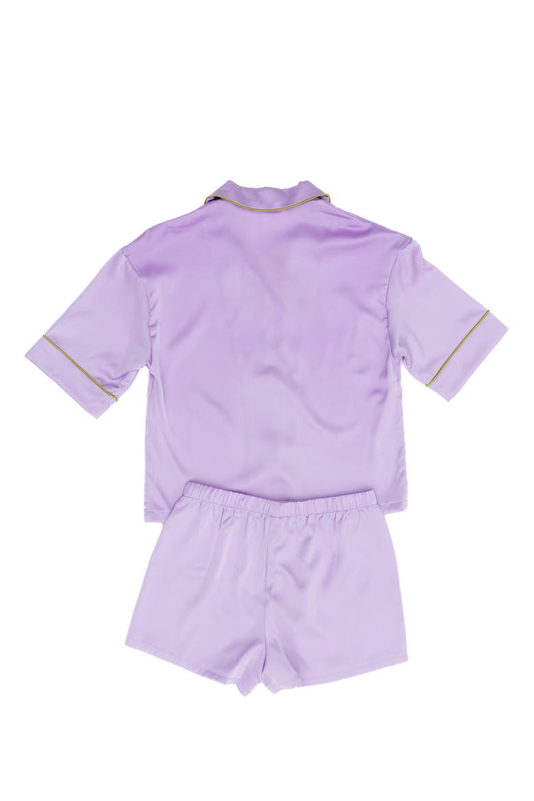 Girls' Lavender Silky Short Sleeve Shorts Set-Little Kid, Big Kid, Alternate, color, Lavender