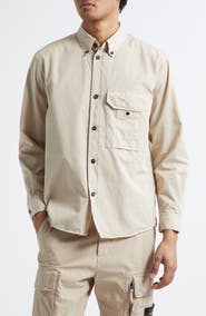 Stone Island Cotton & Nylon Ripstop Button-Down Shirt