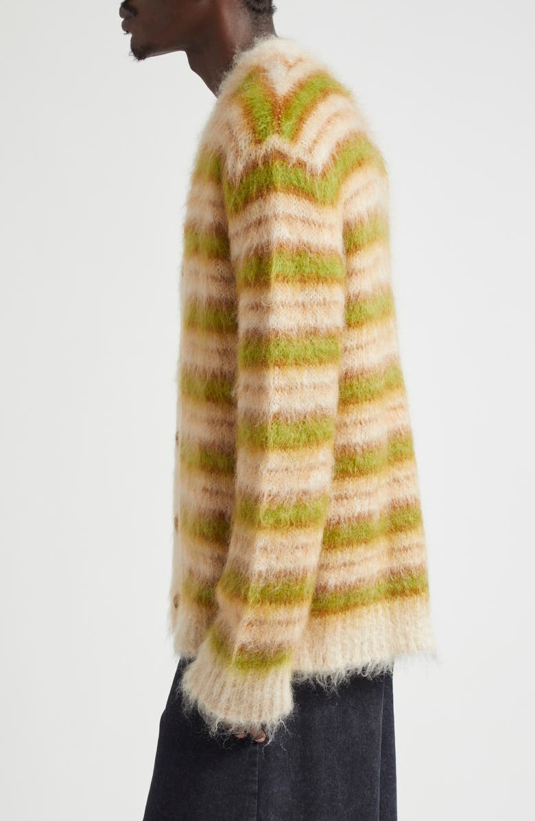 Marni Stripe V-Neck Mohair & Wool Blend Cardigan, Alternate, color,