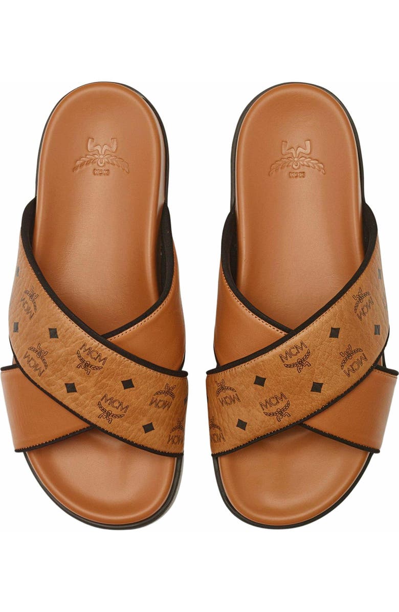 MCM Cross Sandal in Visetos Leather Mix, Alternate, color,