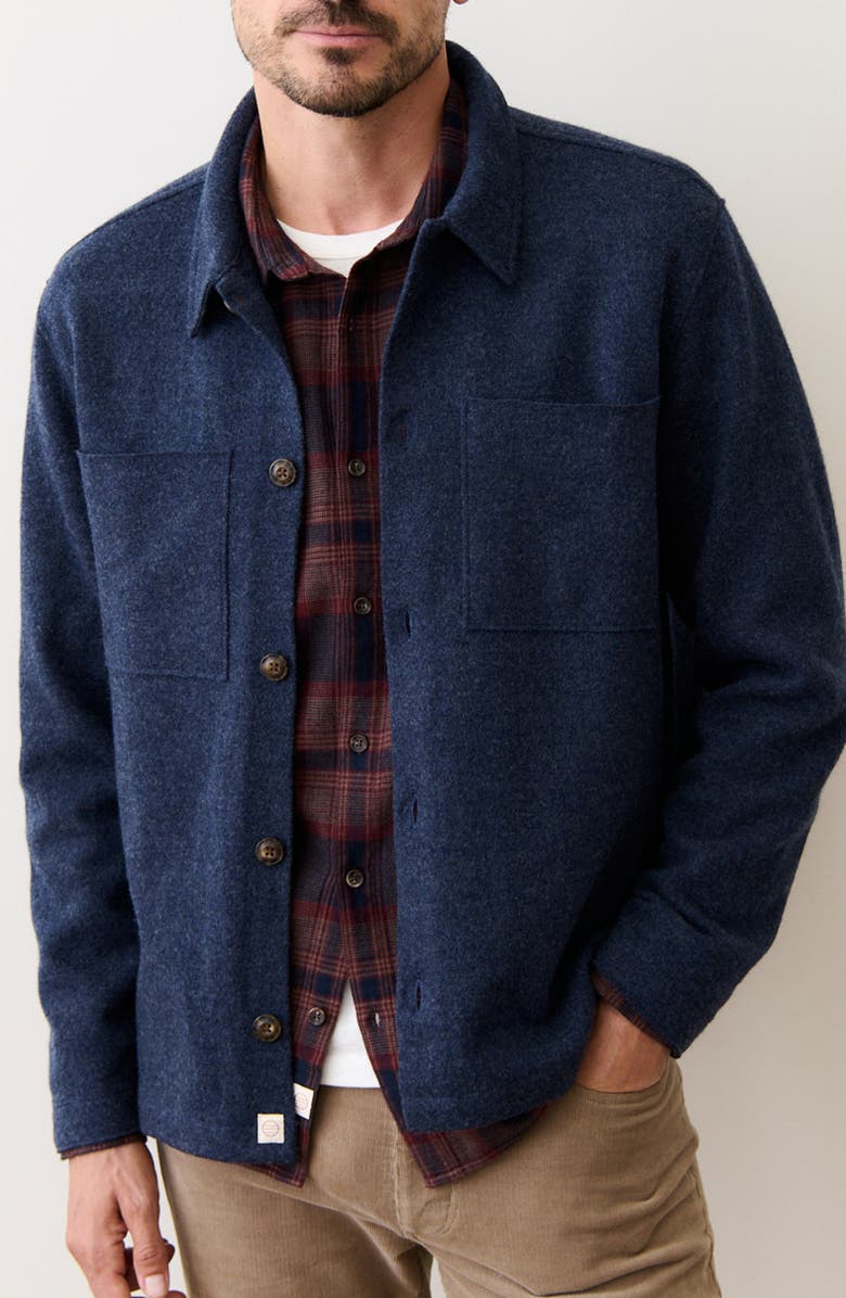 Marine Layer Boiled Wool Overshirt, Main, color, Navy