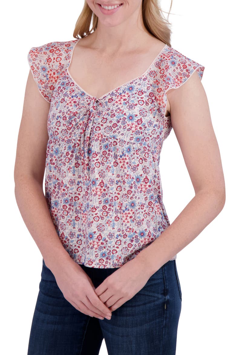 Floral Tie Front Top, Alternate, color, PINK FLORAL