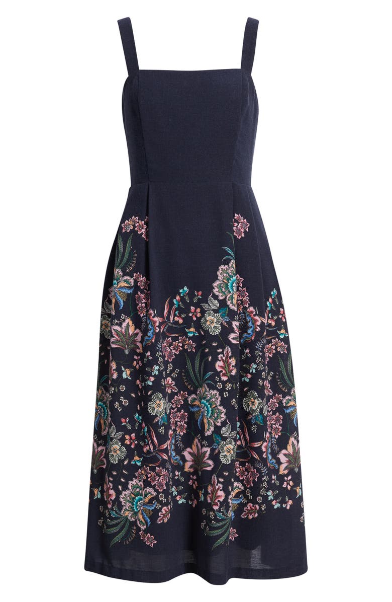Julia Jordan Floral Print Sleeveless Midi Dress, Alternate, color, Navy Multi