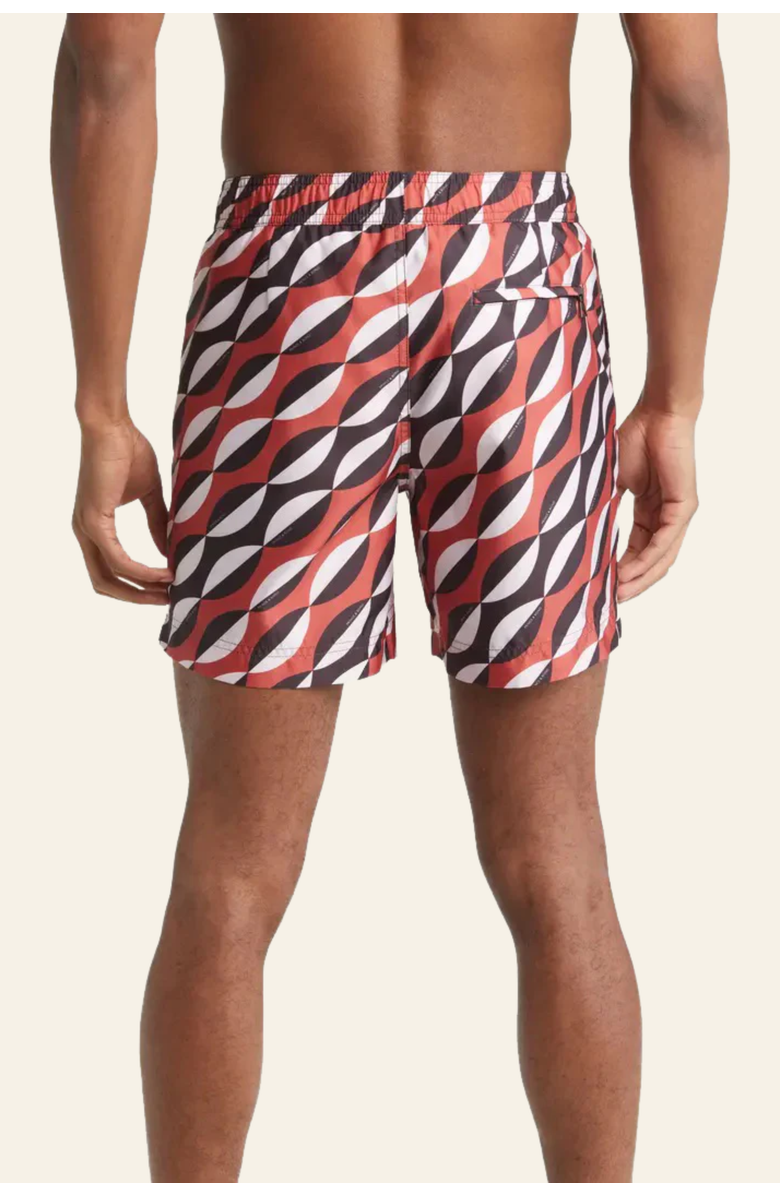 PRINCE & BOND Easton Printed Relaxed Swimshort, Alternate, color, Red