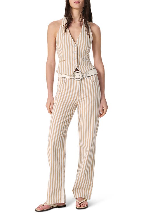 Rag & Bone Womens Tanstripe Shea High-rise Relaxed Straight-leg Cotton-blend Trousers In Neutral