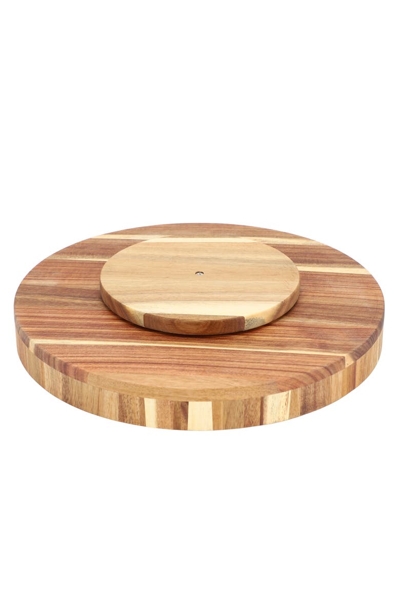 13 Inch Acacia Wood Lazy Susan Tray, Alternate, color, Acacia