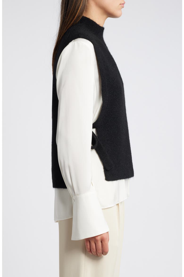 Wool & Mohair Side Tie Bib Vest, Alternate, color, BLACK DARK
