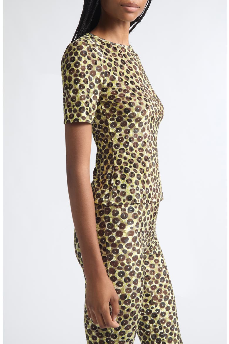 Idyl Print Velvet Devoré Open Back Top, Alternate, color, BROWN