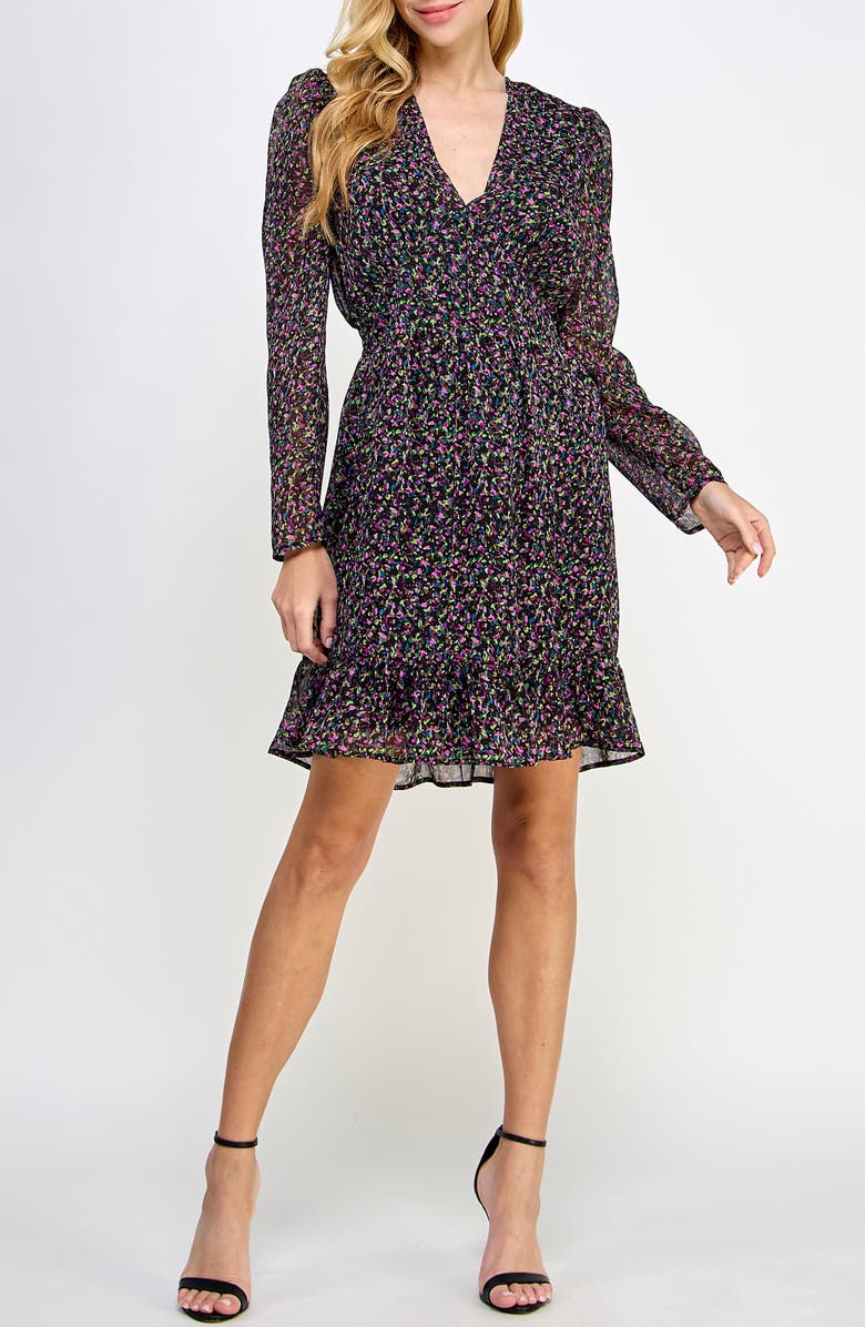 KOKO + MASON V-Neck Long Sleeve Minidress, Alternate, color, 