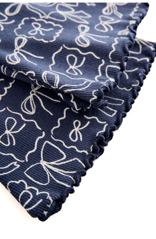 Next Kids' Bow Print Rib Flare Leggings In Blue