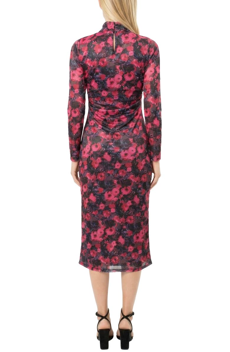 AREA STARS Phi Midi Mock Neck Jersey Dress, Alternate, color, Rose Print