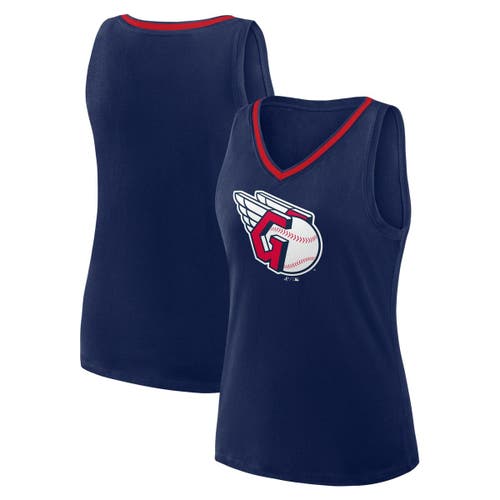 Logo Athletic Navy Cleveland Guardians Stellar Win V-neck Tank Top In Blue