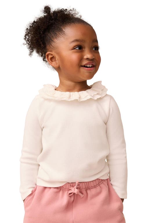 Next Kids' Eyelet Collar Long Sleeve Top In White