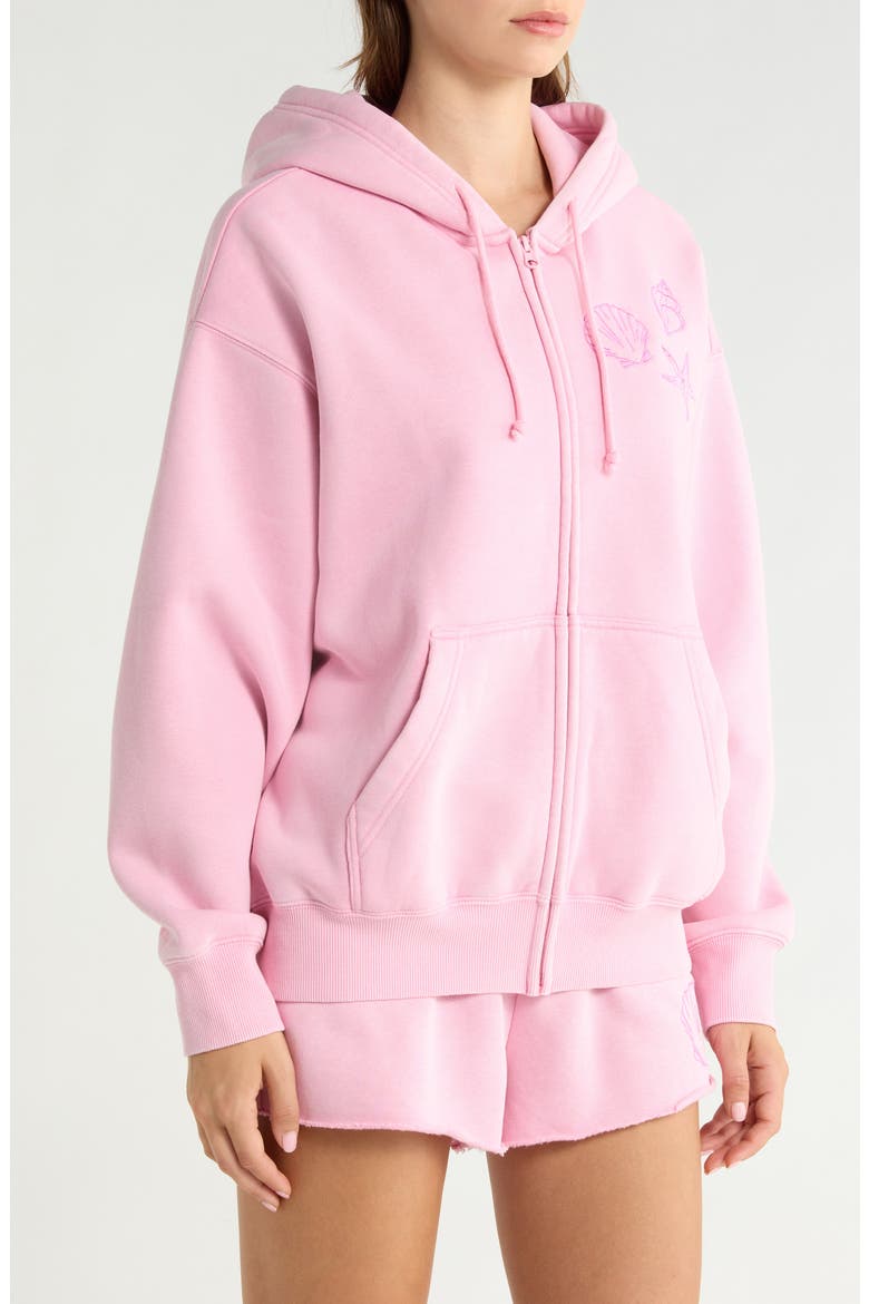 Seashell Front Zip Hoodie, Alternate, color, PINK