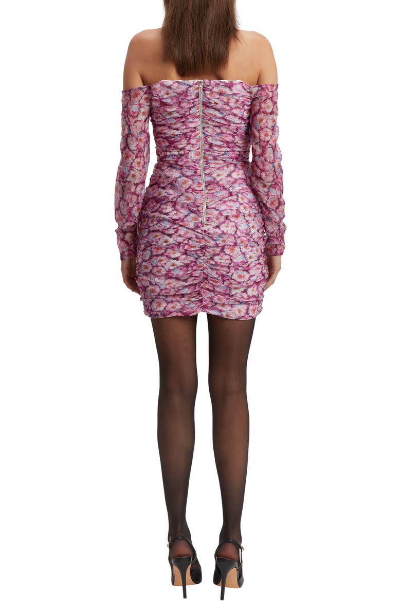 Bardot Sutton Print Off the Shoulder Long Sleeve Minidress, Alternate, color, Pink Floral