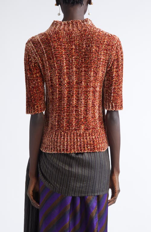 Dries Van Noten Ribbed-knit Chenille Sweater In Orange