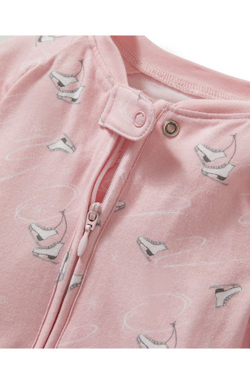 Petite Plume Winter Stripes Stretch Pima Cotton Blend Convertible One-piece Pajamas In Pink
