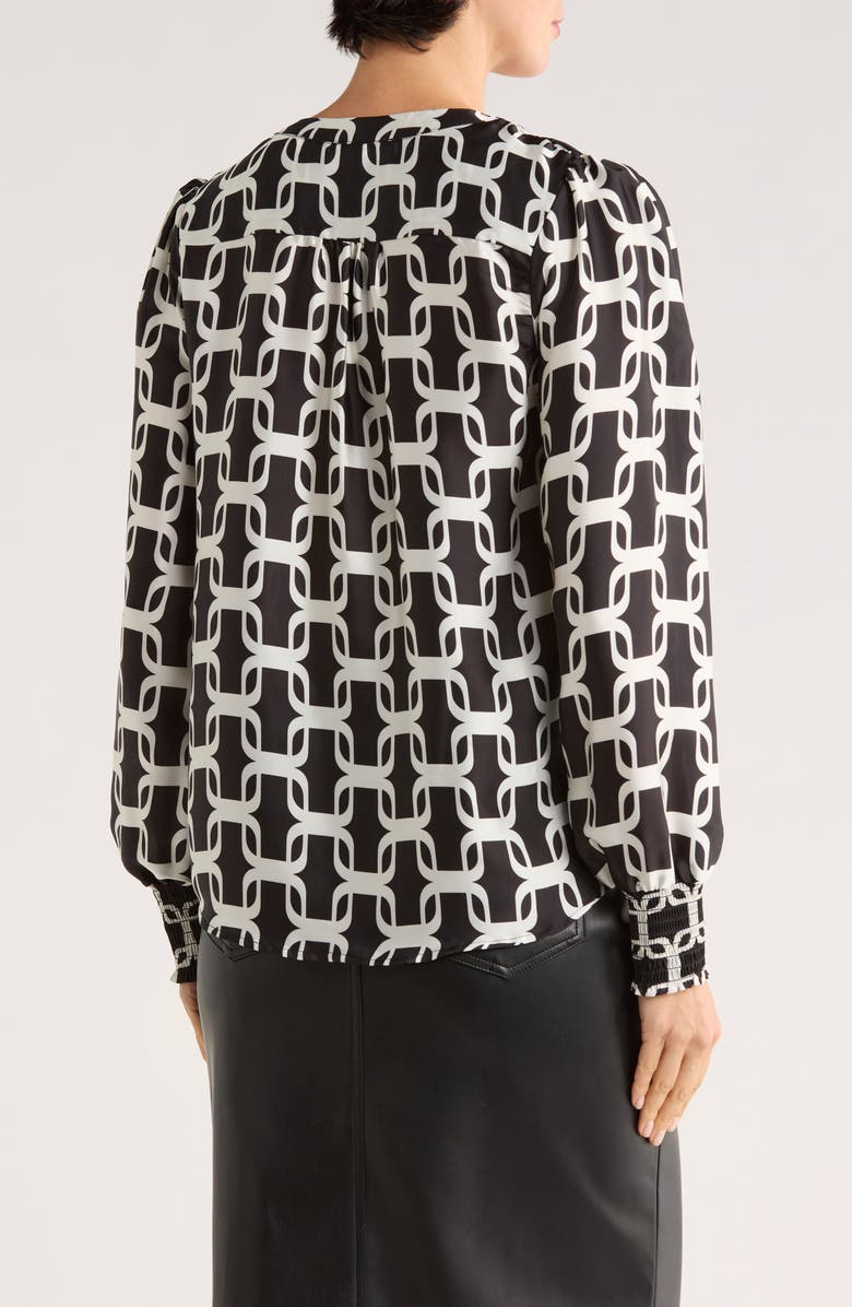 T Tahari Long Sleeve Split Neck Top, Alternate, color, 