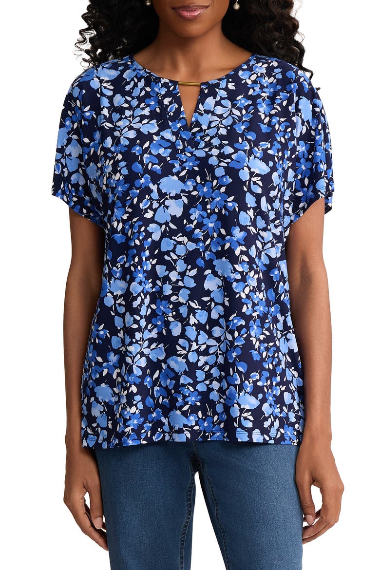 Floral Print Top, Main, color, PACIFIC NAVY MULTI