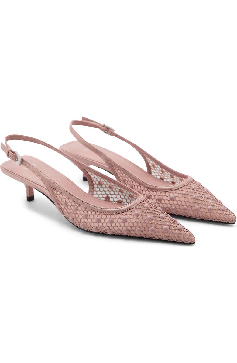MANGO Slingback Pointed Toe Kitten Heel Pump, Main, color,