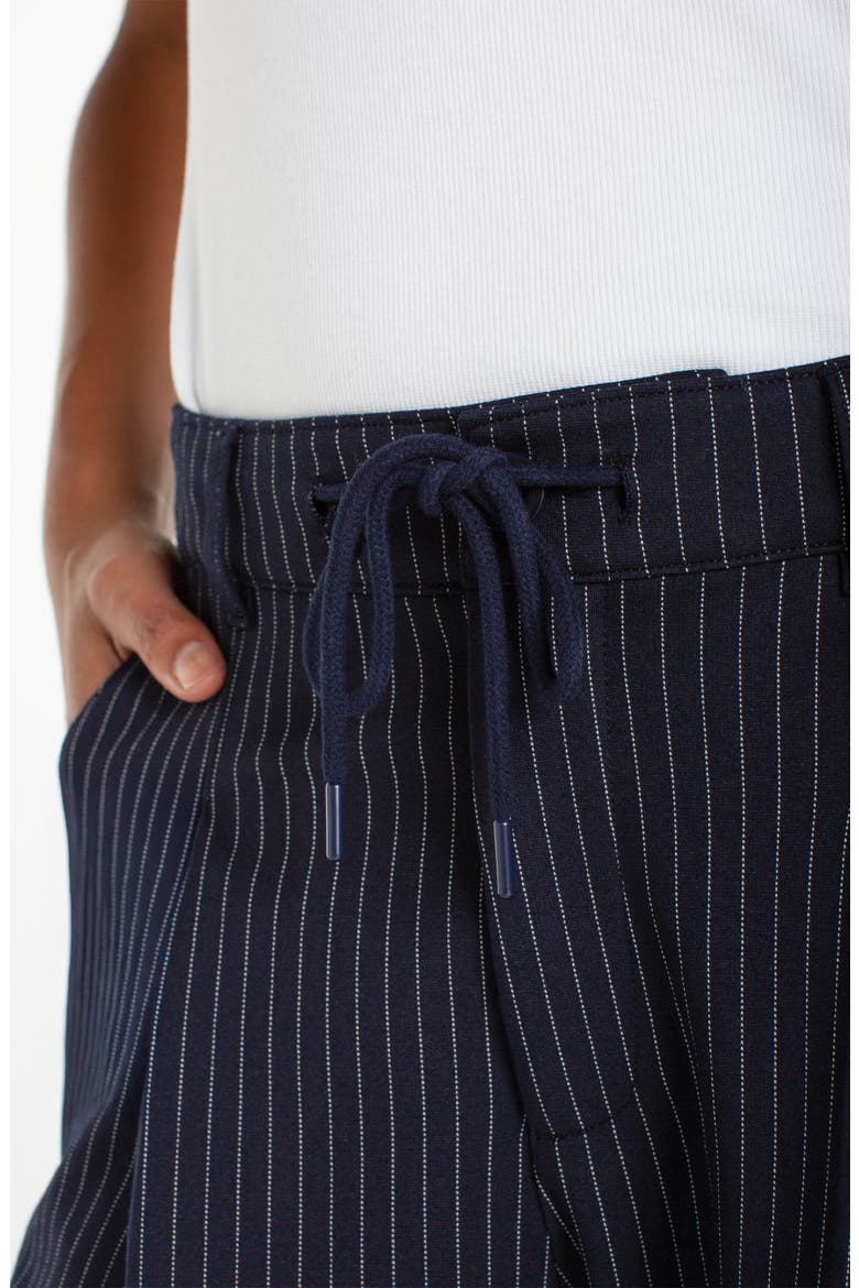 Pinstripe & Side Stripe Pleated Drawstring Pants, Alternate, color, DP MDNITE STRP