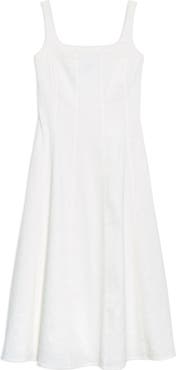 Theory Sleeveless Seamed Linen Blend Fit & Flare Dress