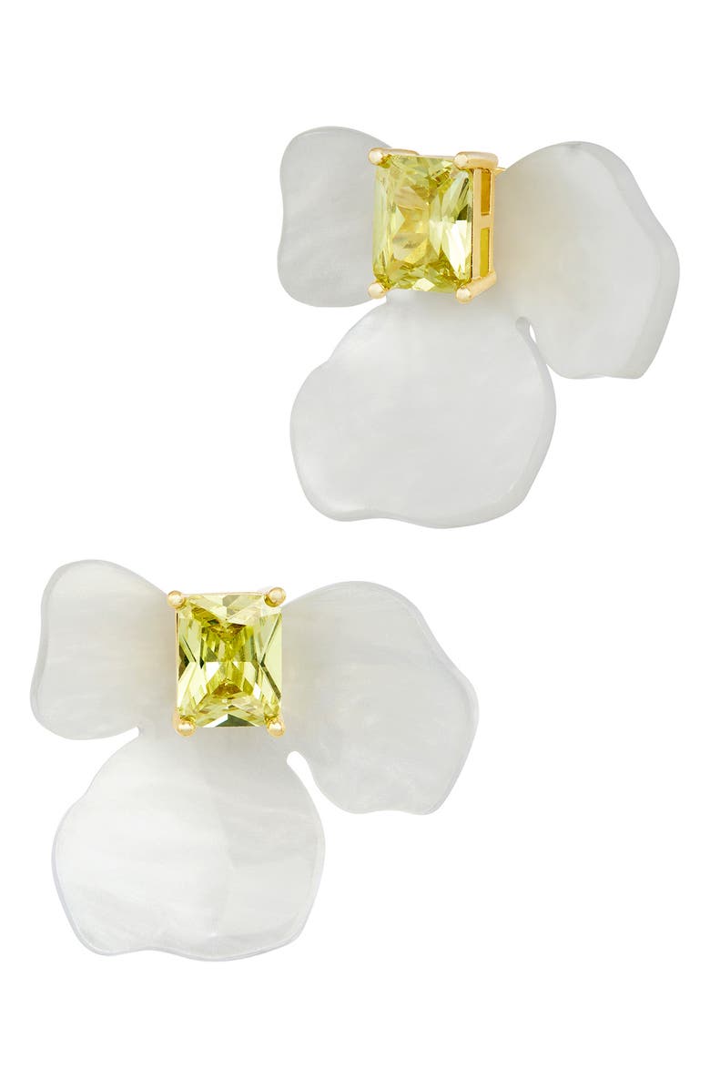 SAVVY CIE JEWELS Mother of Pearl Flower Ear Jackets, Main, color, Yellow