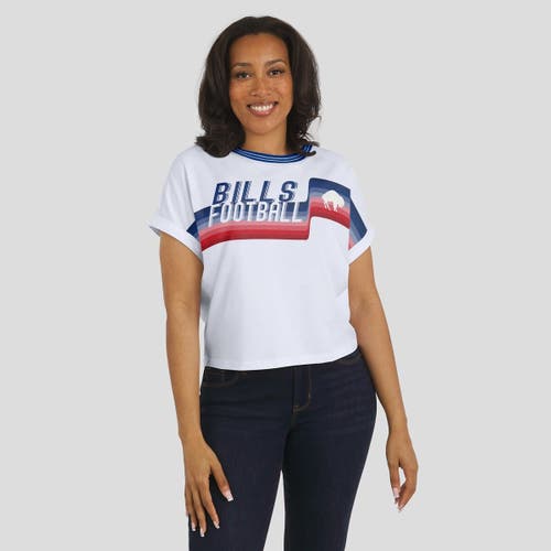 Wear By Erin Andrews White Buffalo Bills Cropped Center Stripe Dolman T-shirt In White