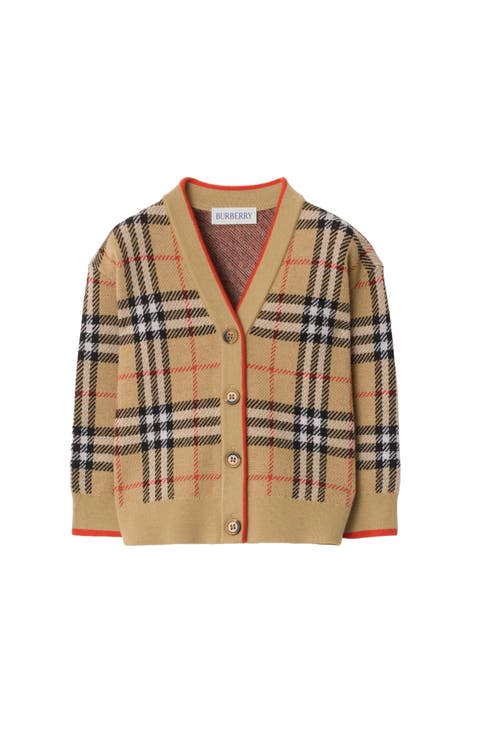 Check Wool Cardigan