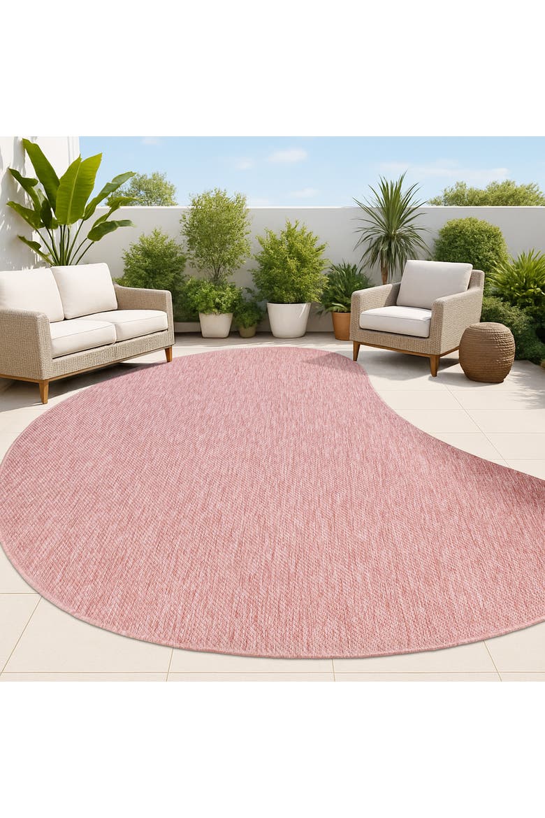 Evan Modern Rustic Organic Curve Indoor/Outdoor Shaped Area Rug, Alternate, color, Light Rose