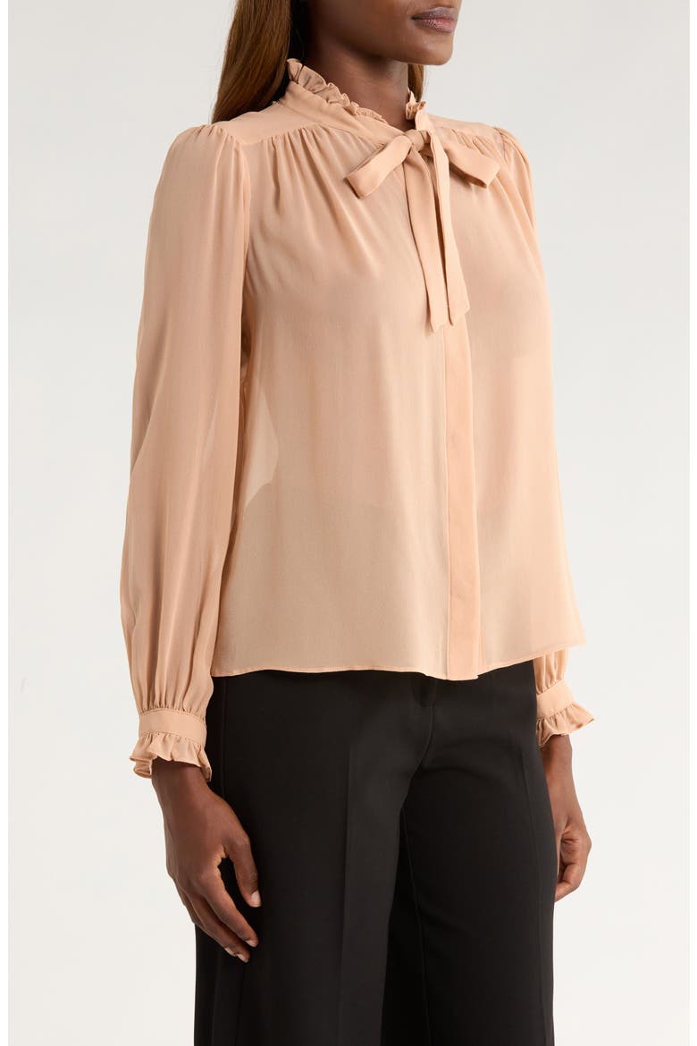 Leya Ruffle Silk Georgette Shirt, Alternate, color, BALLET PINK
