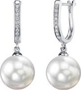 The Pearl Source White South Sea Pearl & Diamond Kim Earrings