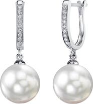 The Pearl Source White South Sea Pearl & Diamond Kim Earrings
