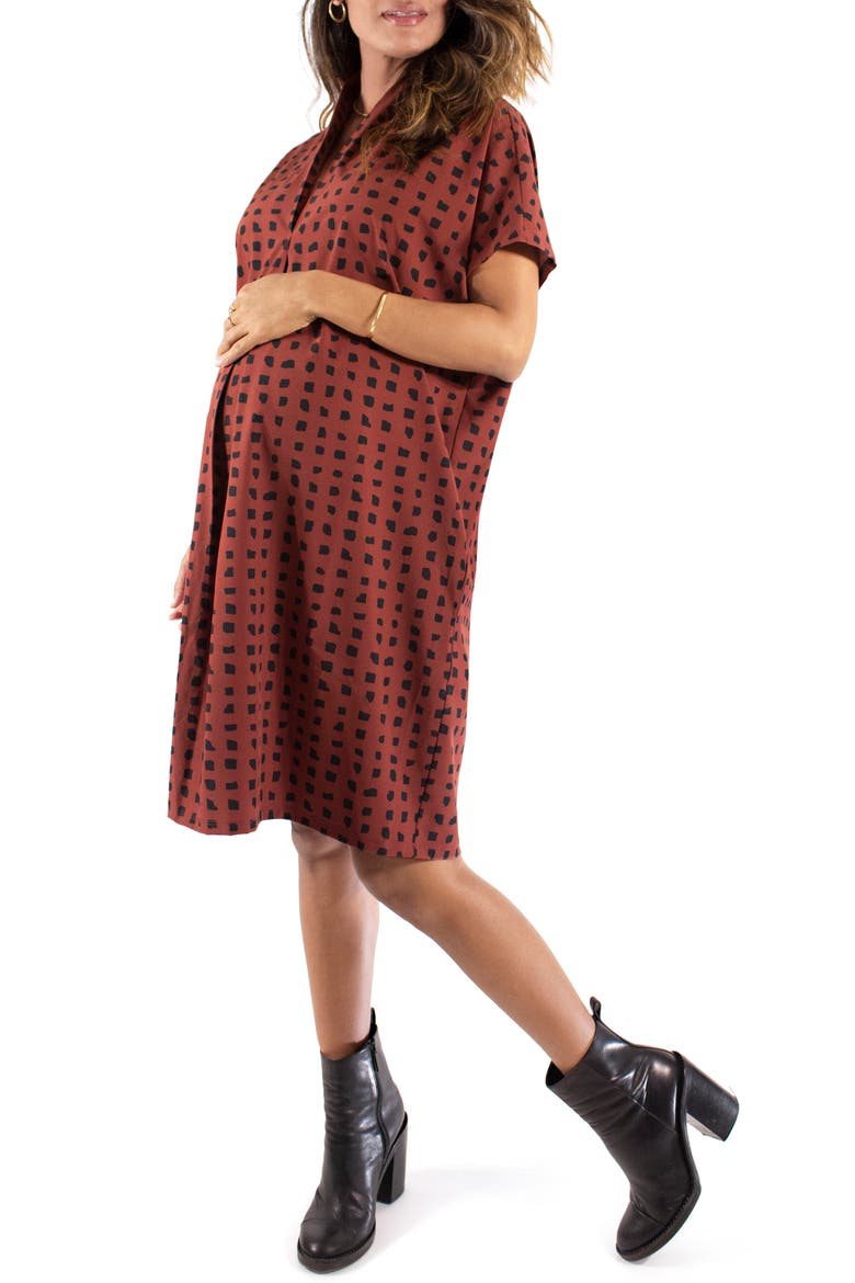 Ingrid & Isabel® Everywhere Abstract Print Maternity Tunic Dress, Alternate, color, ABSTRACT CHECK