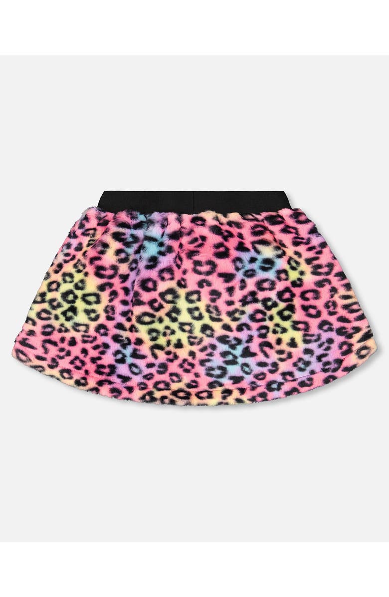 Deux par Deux Faux Fur Skirt Multicolor Leopard, Alternate, color, Black And Multicolor