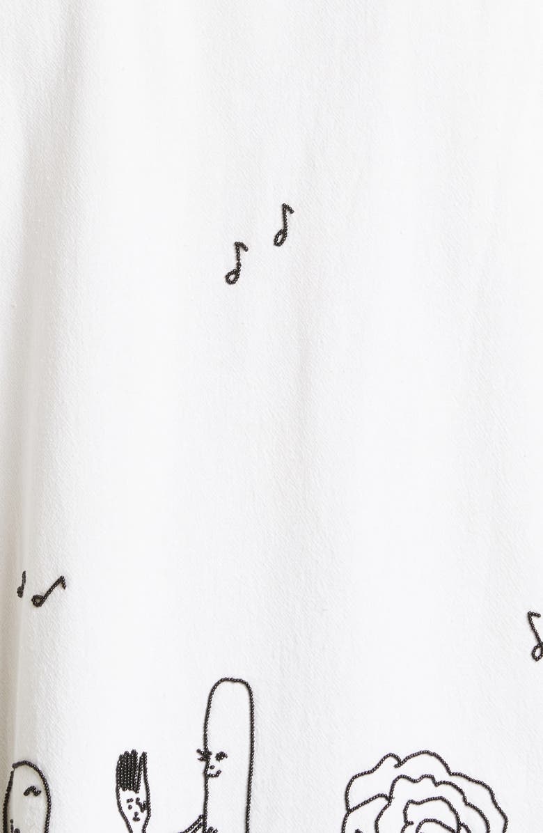 Bode Dancing Pantry Embroidered Short Sleeve Cotton Button-Up Shirt, Alternate, color,