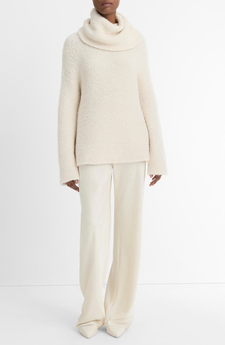 Vince Bouclé Turtleneck Tunic Sweater, Alternate, color, Off White