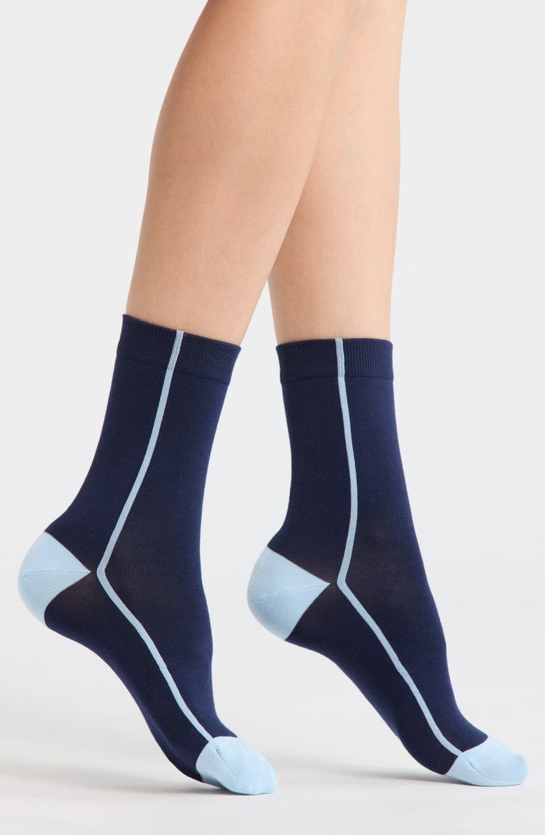 Nordstrom Everyday Flat Knit Crew Socks, Main, color, Navy Peacoat