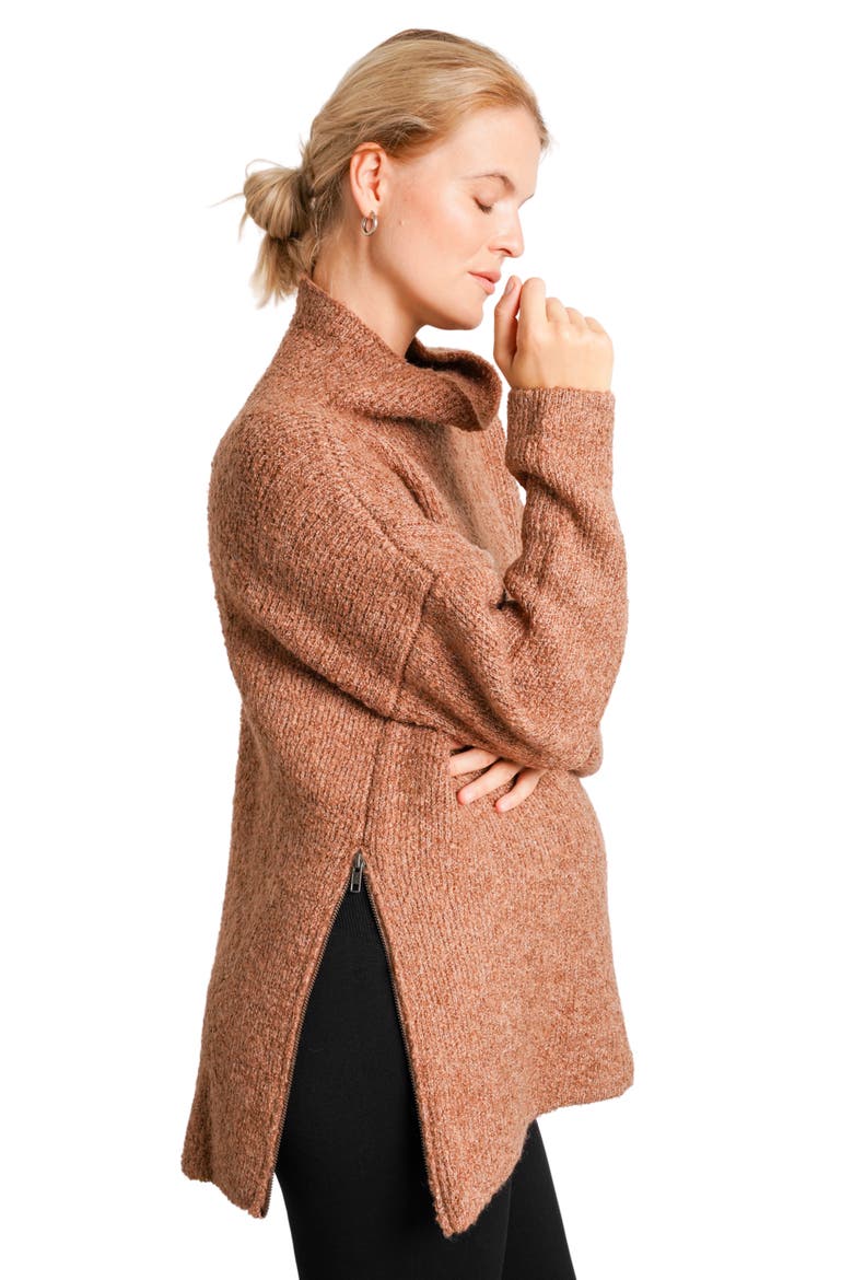 Lia Maternity & Nursing Turtleneck Sweater, Alternate, color, MOCHA