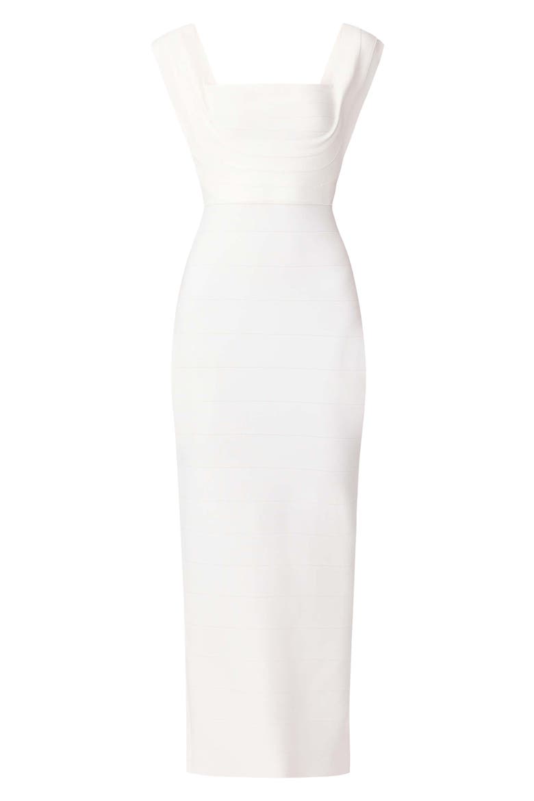 Fiona Square Neck Drape Back Column Gown, Alternate, color, WHITE
