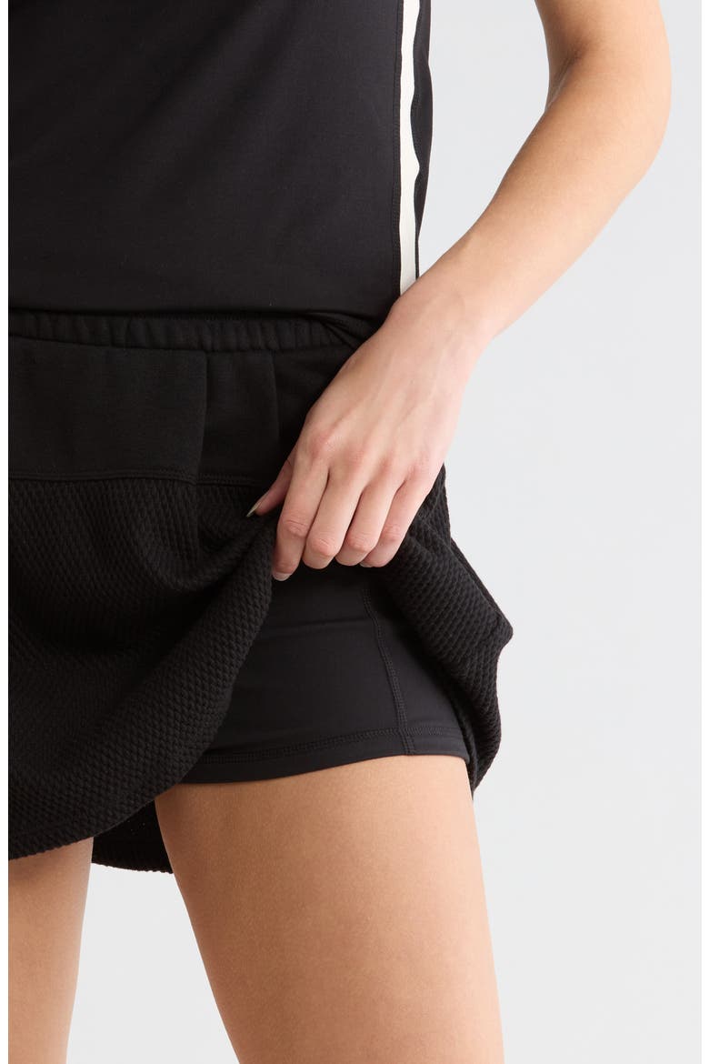 Jacquard Mixed Pleated Skort, Alternate, color, BLACK