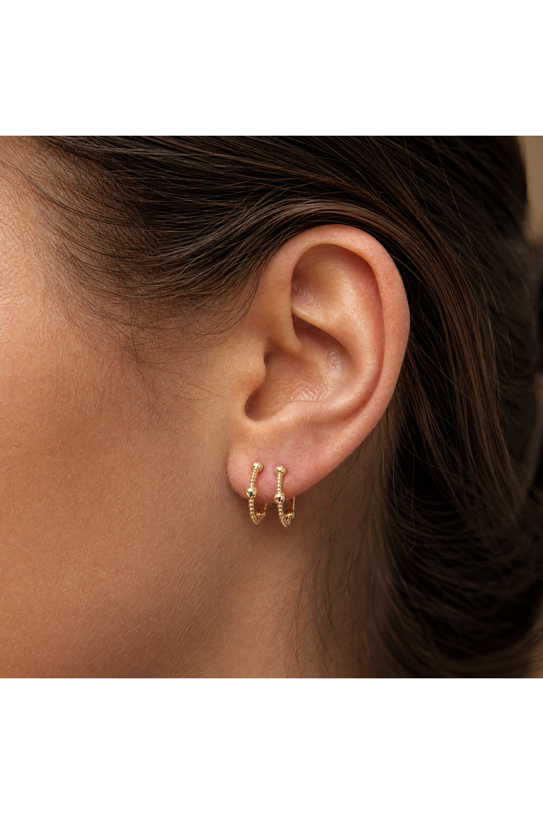 Ball X Beaded Mini Huggie Earring 14K, Alternate, color, 14K Gold