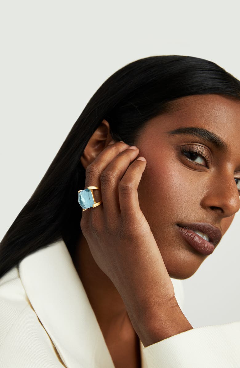 Dean Davidson Plaza Mother-of-Pearl Doublet Cocktail Ring, Alternate, color, Iridescent Sky Blue/ Gold