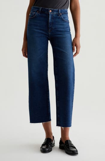 AG AG SAIGE RAW HEM HIGH WAIST ANKLE WIDE LEG JEANS 