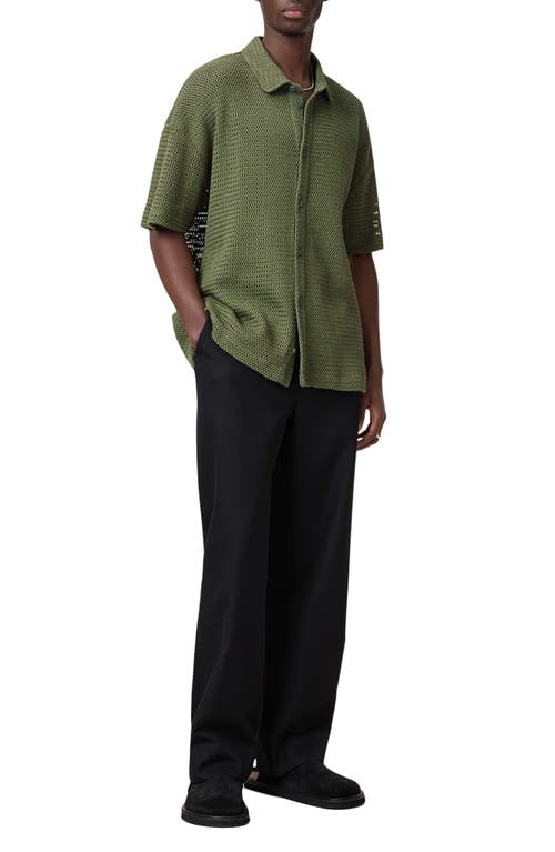 Shop Allsaints Munroe Short Sleeve Button-up Shirt In Eden Green