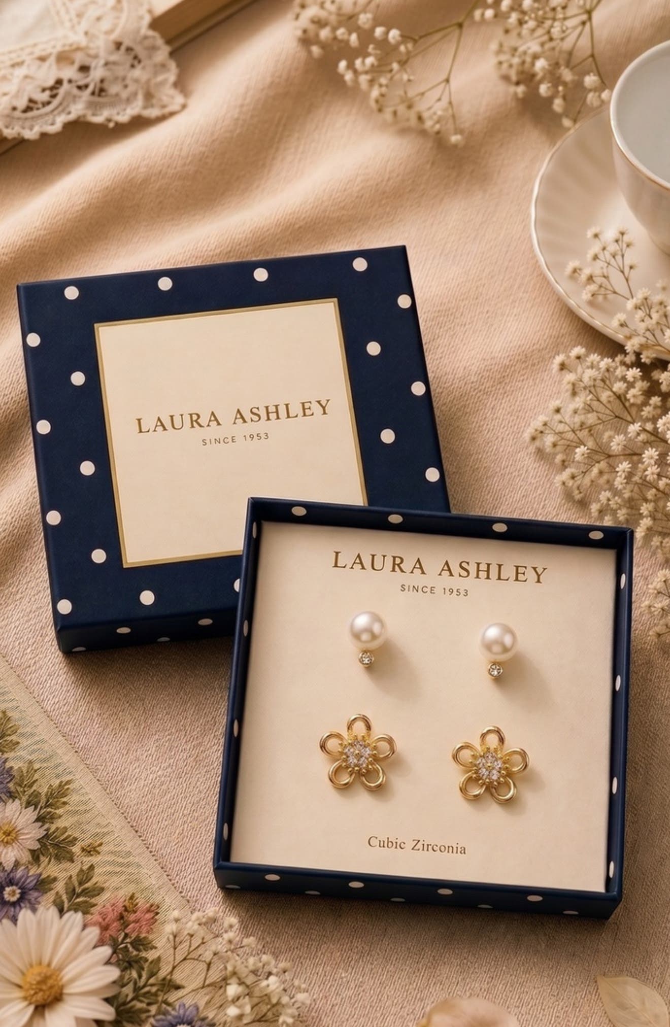 Laura Ashley Set of 2 Flower Stud Earrings (Women) | Nordstromrack