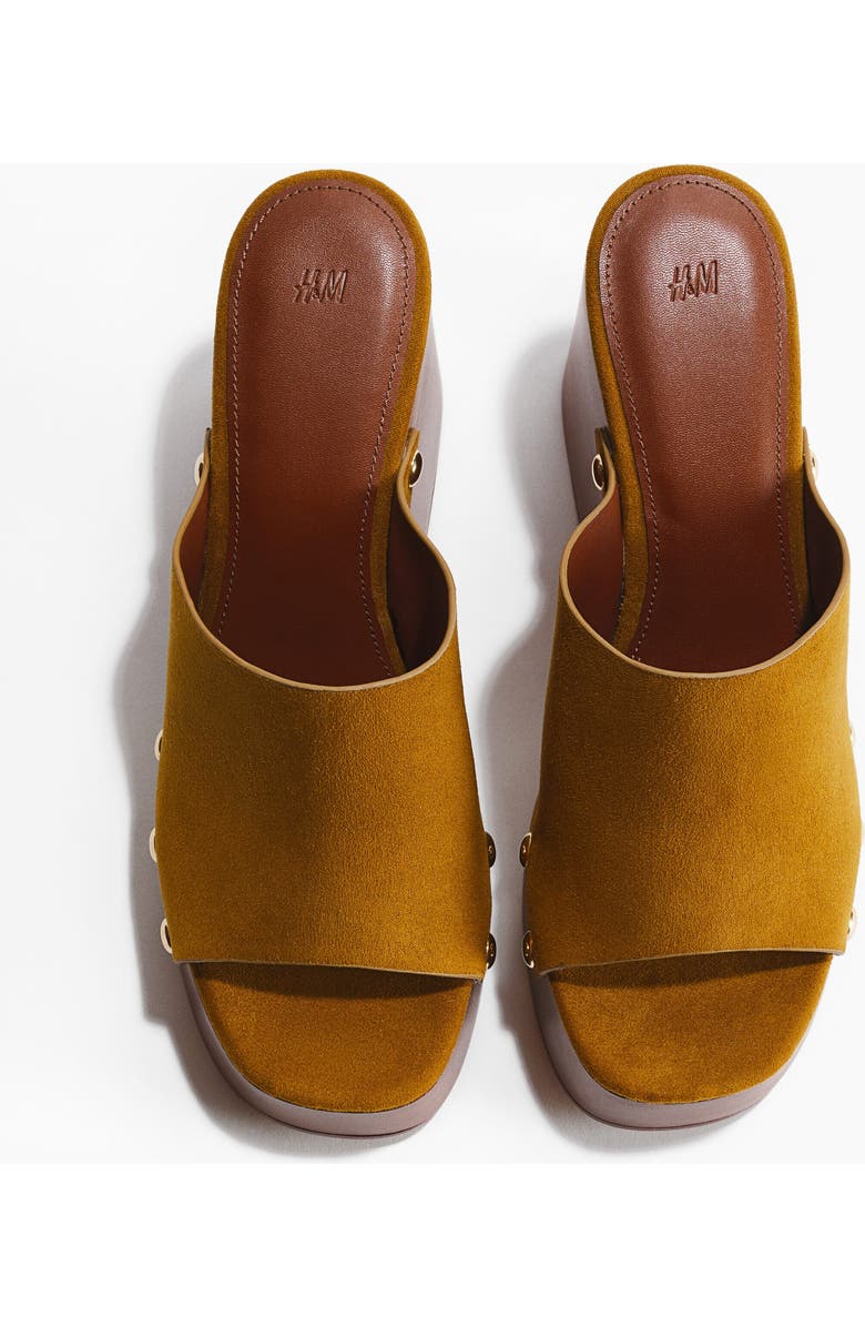 H&M Wedge-heeled Sandals, Alternate, color, Mustard Yellow